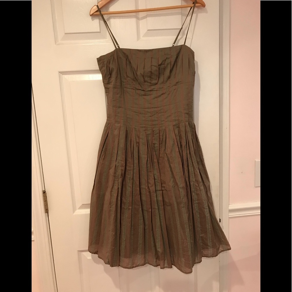 Tan and Green A-line Sundress
